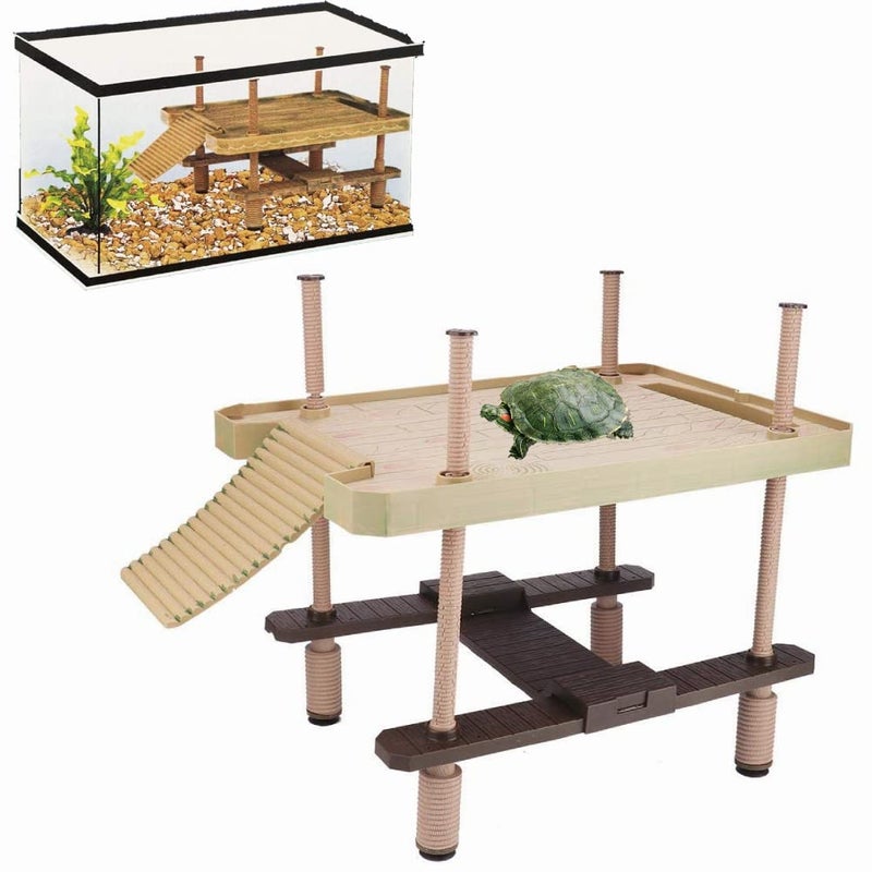 Hffheer Reptile Basking Tortoise Sunbathe Pier Aquarium Basking Reptile Climbing Ramp Hammock Fish Sunbathe Accessories - Image 1